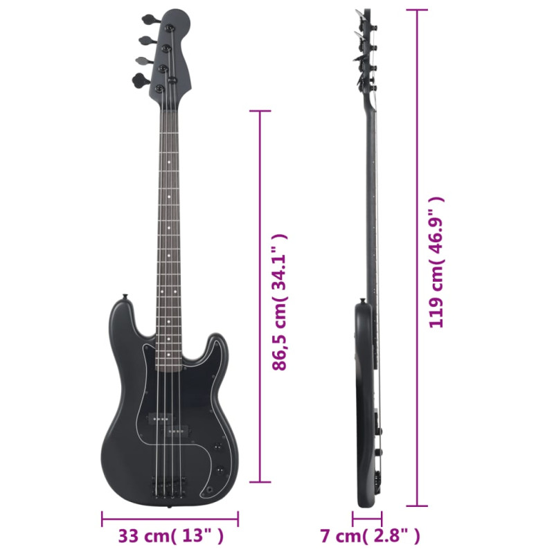 Produktbild för Elektrisk basgitarr för nybörjare med väska svart 4/4 46"