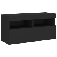 Miniatyr av produktbild för Tv-bänk 4 delar LED svart konstruerat trä