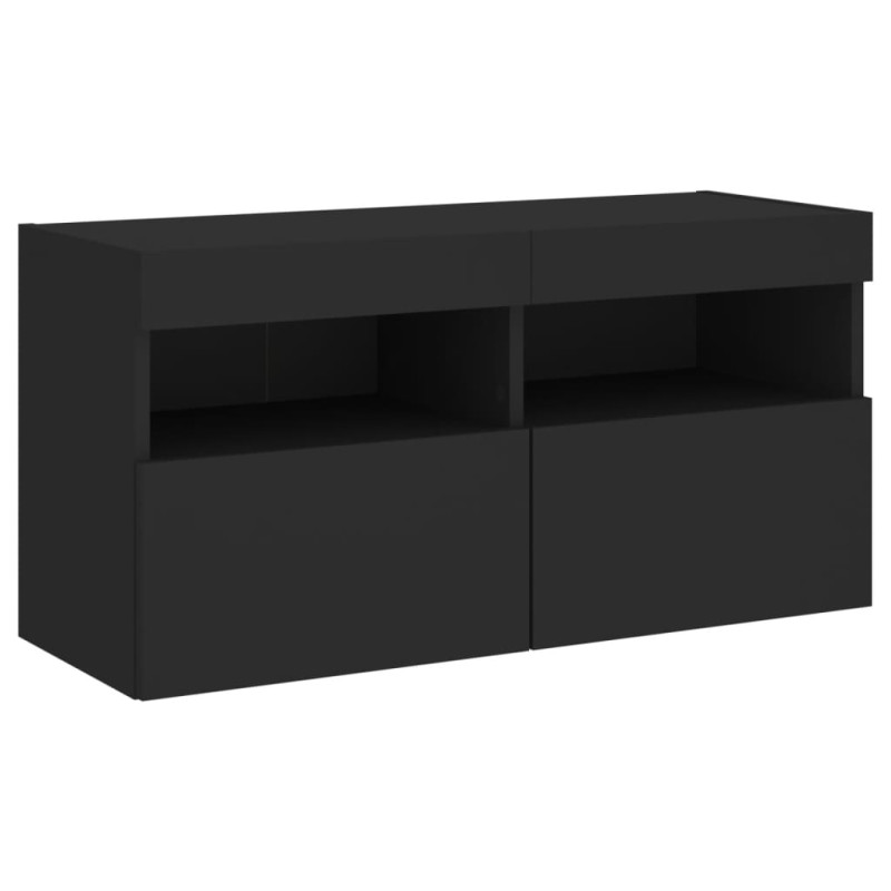 Produktbild för Tv-bänk 4 delar LED svart konstruerat trä