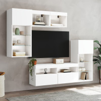 Produktbild för Tv-bänk 5 delar LED vit konstruerat trä