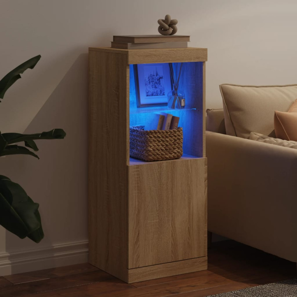Produktbild för Skänk med LED-belysning sonoma-ek 41x37x100 cm