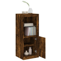 Produktbild för Skänk med LED-belysning rökfärgad ek 41x37x100 cm