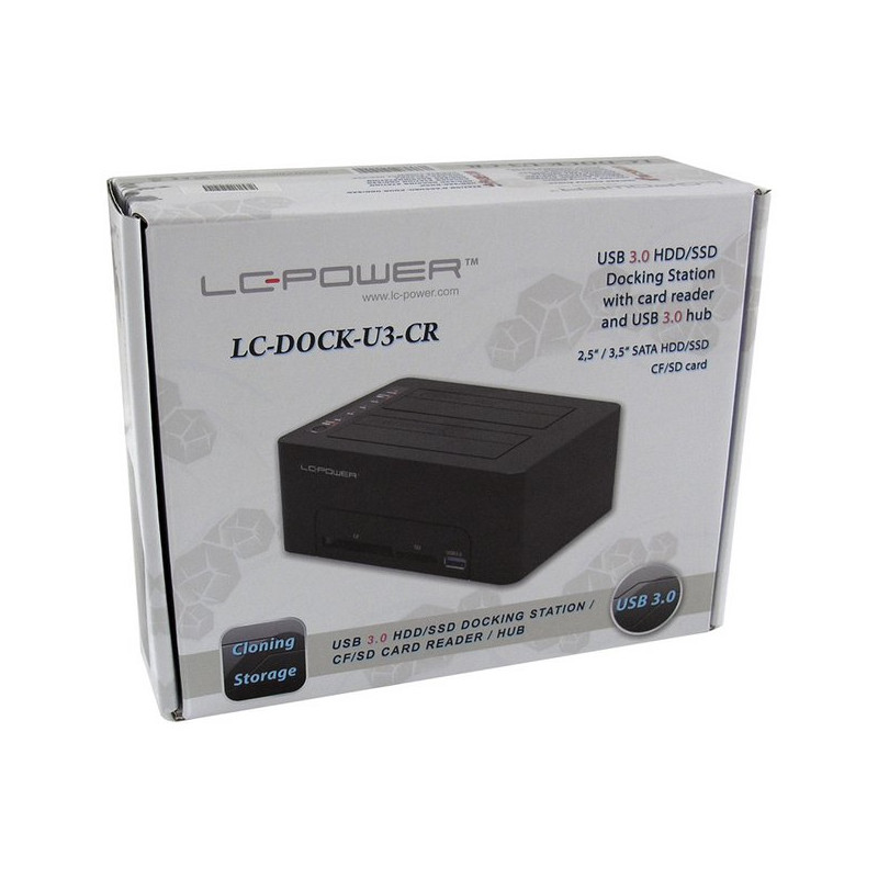 Produktbild för LC-Power LC-DOCK-U3-CR Dockningsstation för lagringsenhet USB 3.2 Gen 1 (3.1 Gen 1) Type-A Svart