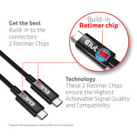 Produktbild för CLUB3D USB4 Gen3x2 Type-C Bi-Directional Cable 8K60Hz or 4K120Hz, Data 40Gbps, PD 240W(48V/5A) EPR M/M 3m / 9.84ft