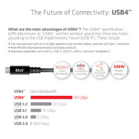 Produktbild för CLUB3D USB4 Gen3x2 Type-C Bi-Directional Cable 8K60Hz or 4K120Hz, Data 40Gbps, PD 240W(48V/5A) EPR M/M 3m / 9.84ft