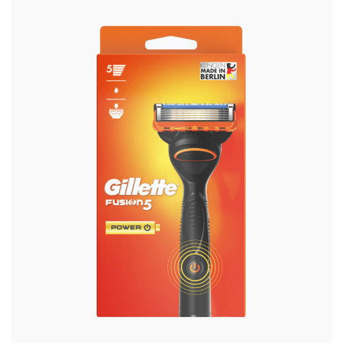 Gillette Gillette Fusion5 Power rakhyvel för män Säker rakapparat Svart, Orange