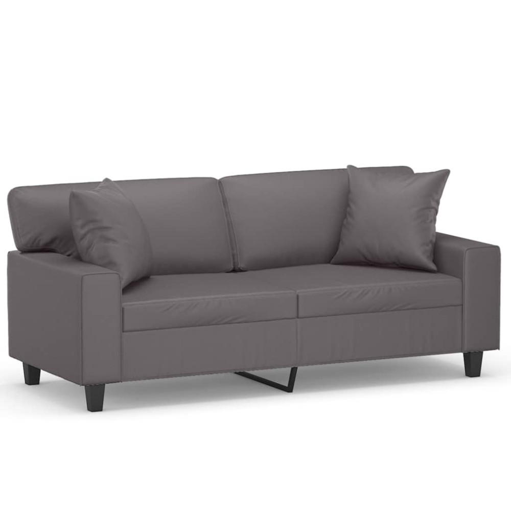 Produktbild för 2-sits soffa med prydnadskuddar grå 140 cm konstläder