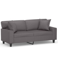 Produktbild för 2-sits soffa med prydnadskuddar grå 140 cm konstläder