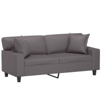 Produktbild för 2-sits soffa med prydnadskuddar grå 140 cm konstläder