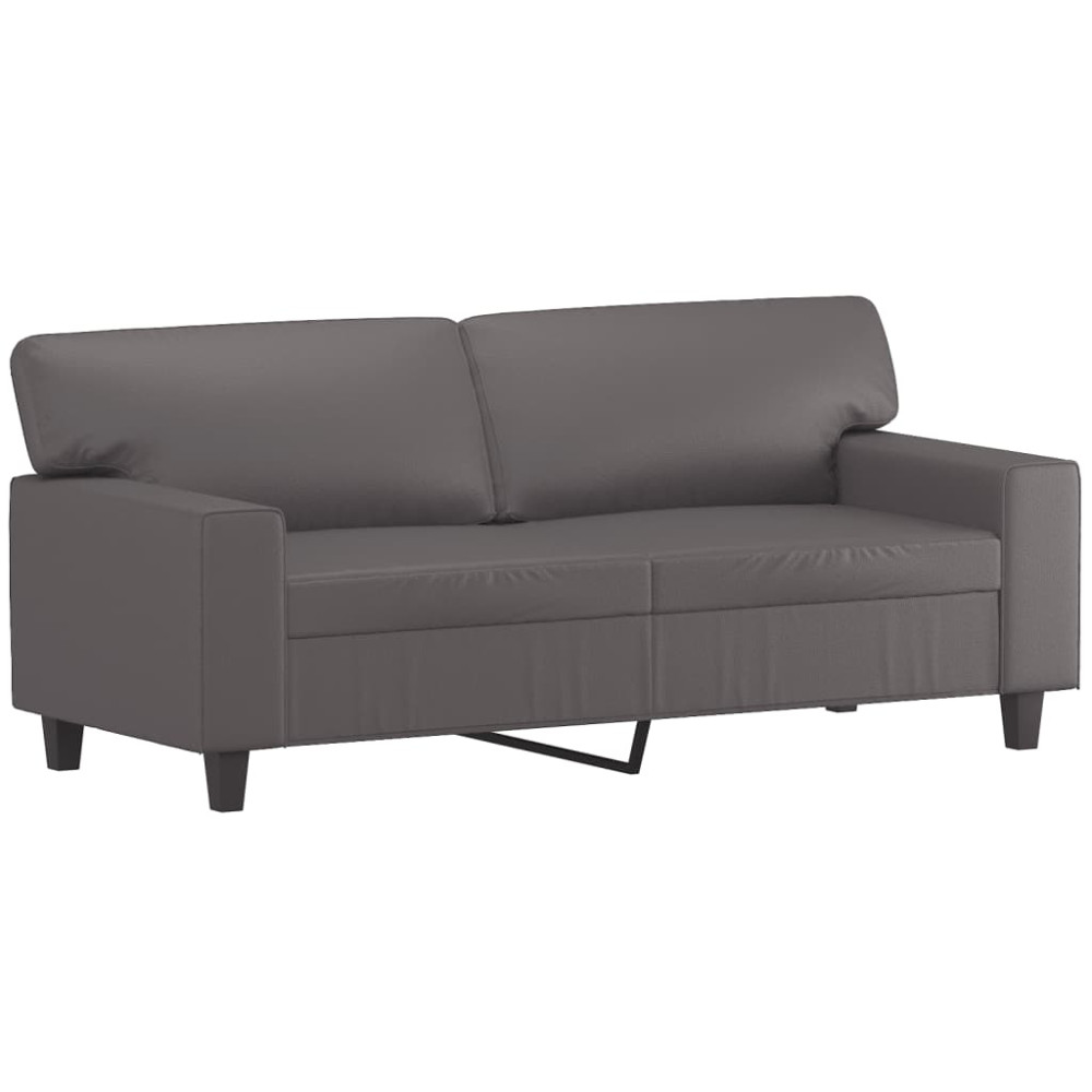 Produktbild för 2-sits soffa med prydnadskuddar grå 140 cm konstläder
