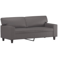 Produktbild för 2-sits soffa med prydnadskuddar grå 140 cm konstläder