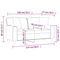 Produktbild för 2-sits soffa med prydnadskuddar grå 140 cm konstläder
