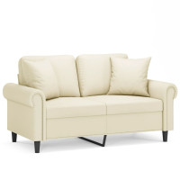 Produktbild för 2-sits soffa med prydnadskuddar gräddvit 120 cm konstläder