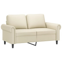 Produktbild för 2-sits soffa med prydnadskuddar gräddvit 120 cm konstläder