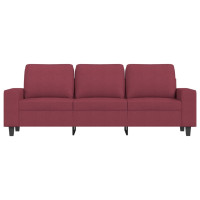Produktbild för 3-sitssoffa med fotstöd vinröd 180 cm tyg