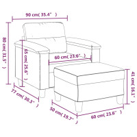 Produktbild för Fåtölj med fotpall grå 60 cm konstläder