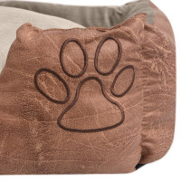 Produktbild för Hundbädd med kudde PU konstläder storlek XL beige