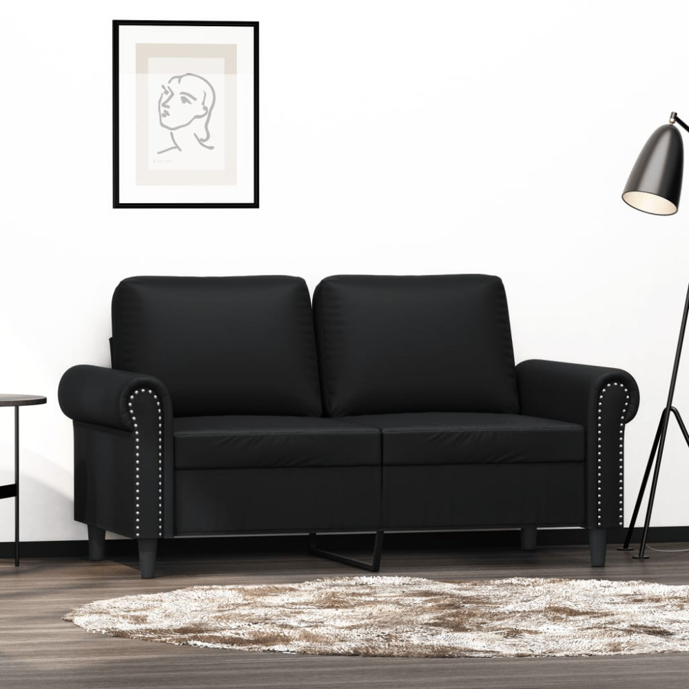 Produktbild för 2-sitssoffa svart 120 cm konstläder