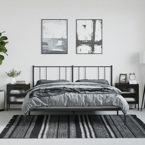 vidaXL Sängbord 2 st svart 50x35x60 cm glas och stål