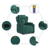 Produktbild för Massagefåtölj med uppresningshjälp mörkgrön tyg