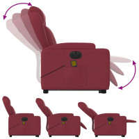 Produktbild för Elektrisk massagefåtölj med uppresningshjälp vinröd tyg