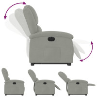Miniatyr av produktbild för Elektrisk reclinerfåtölj med uppresningshjälp ljusgrå sammet