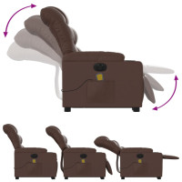 Miniatyr av produktbild för Massagefåtölj med uppresningshjälp brun konstläder