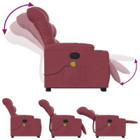 Miniatyr av produktbild för Massagefåtölj med uppresningshjälp vinröd tyg