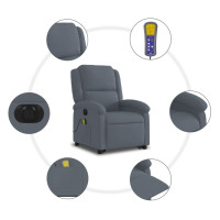 Produktbild för Elektrisk massagefåtölj med uppresningshjälp mörkgrå sammet