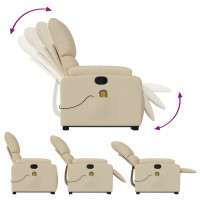 Produktbild för Massagefåtölj med uppresningshjälp gräddvit tyg