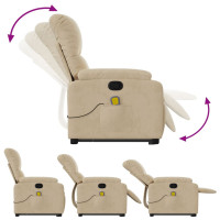 Produktbild för Massagefåtölj med uppresningshjälp gräddvit mikrofibertyg