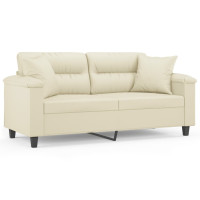Produktbild för 2-sits soffa med prydnadskuddar gräddvit 140 cm konstläder