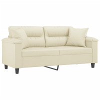 Produktbild för 2-sits soffa med prydnadskuddar gräddvit 140 cm konstläder
