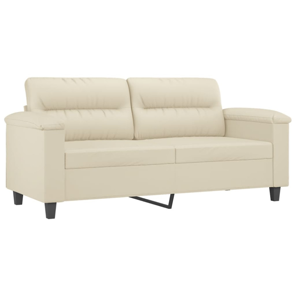 Produktbild för 2-sits soffa med prydnadskuddar gräddvit 140 cm konstläder