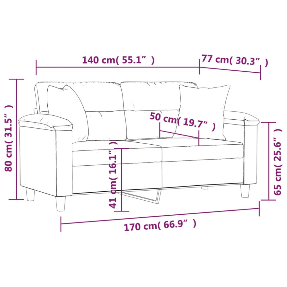 Produktbild för 2-sits soffa med prydnadskuddar gräddvit 140 cm konstläder