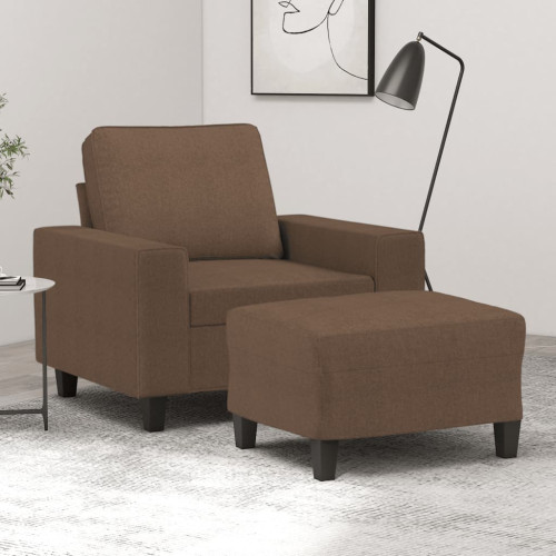 vidaXL Fåtölj med fotpall Brun 60 cm tyg