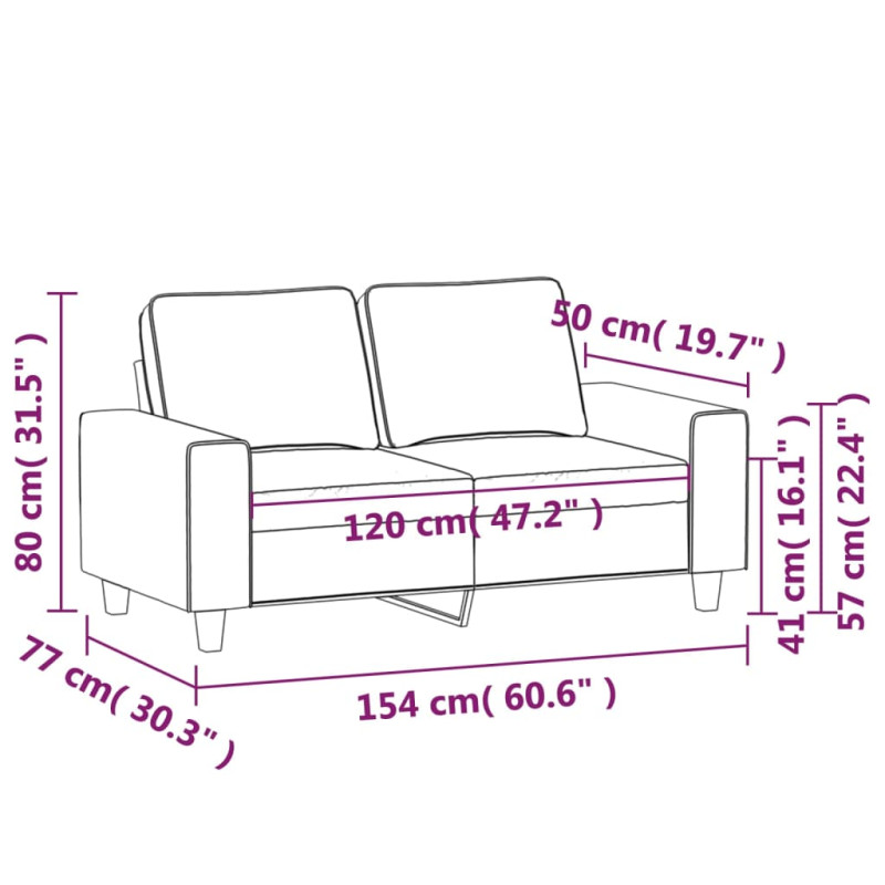 Produktbild för 2-sitssoffa ljusgrå Svart 120 cm tyg