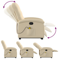 Produktbild för Massagefåtölj med uppresningshjälp gräddvit tyg