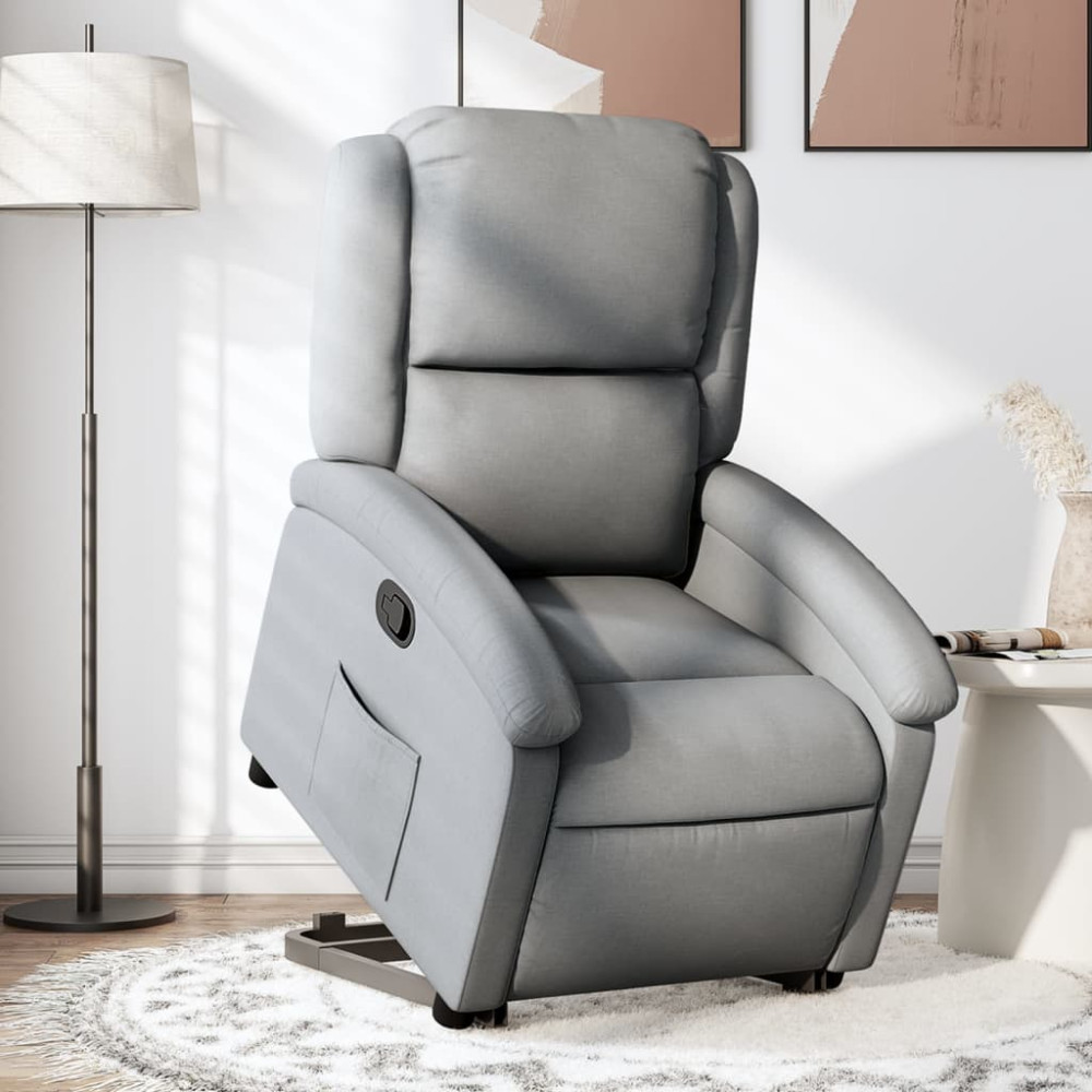 Produktbild för Reclinerfåtölj med uppresningshjälp ljusgrå tyg