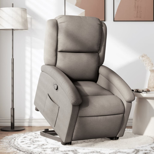 vidaXL Reclinerfåtölj med uppresningshjälp taupe tyg