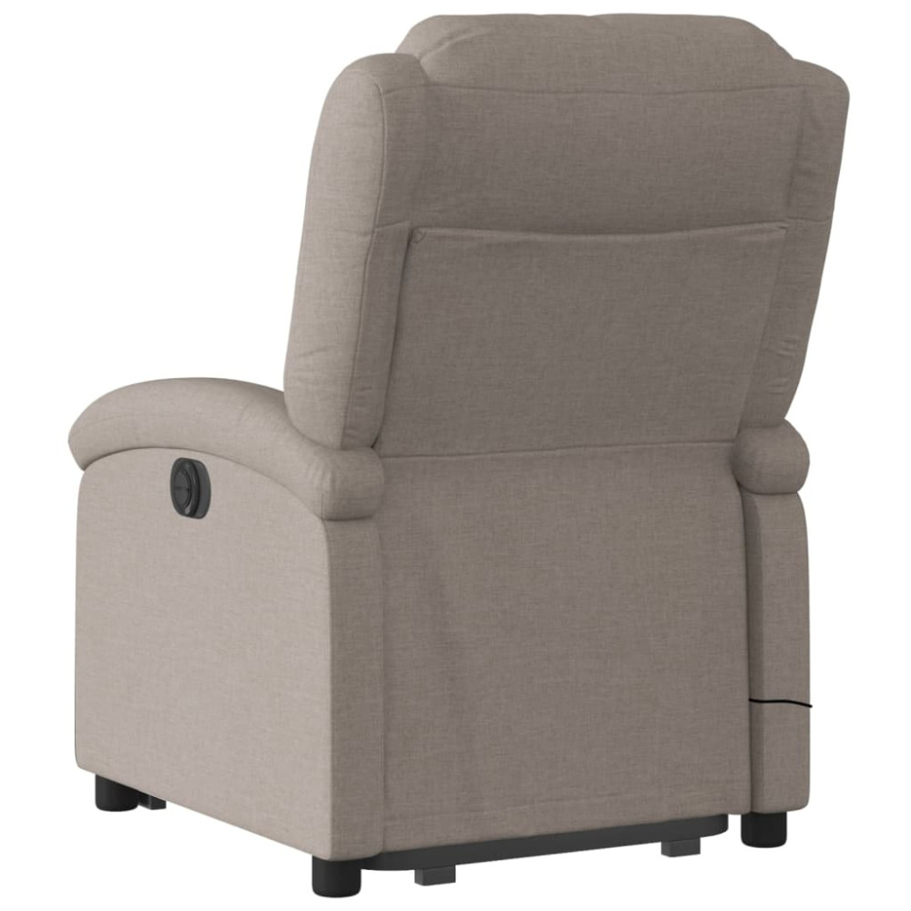Produktbild för Elektrisk massagefåtölj med uppresningshjälp taupe tyg