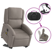 Produktbild för Elektrisk massagefåtölj med uppresningshjälp taupe tyg