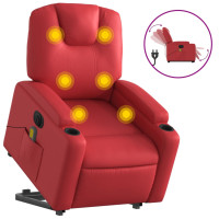 Produktbild för Massagefåtölj med uppresningshjälp röd konstläder