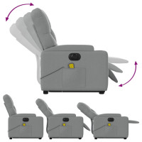 Produktbild för Elektrisk massagefåtölj med uppresningshjälp ljusgrå tyg