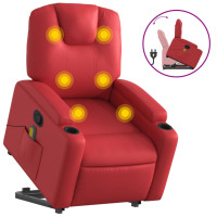 Produktbild för Massagefåtölj med uppresningshjälp röd konstläder
