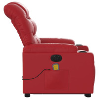 Produktbild för Massagefåtölj med uppresningshjälp röd konstläder