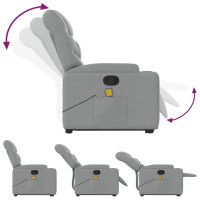 Miniatyr av produktbild för Massagefåtölj med uppresningshjälp ljusgrå tyg