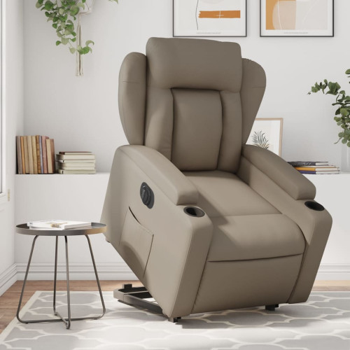 vidaXL Reclinerfåtölj med uppresningshjälp cappuccino konstläder