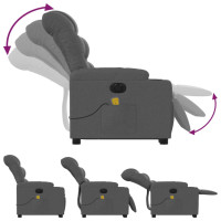 Produktbild för Elektrisk massagefåtölj med uppresningshjälp mörkgrå tyg