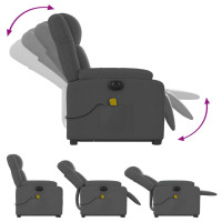 Produktbild för Elektrisk massagefåtölj med uppresningshjälp mörkgrå tyg